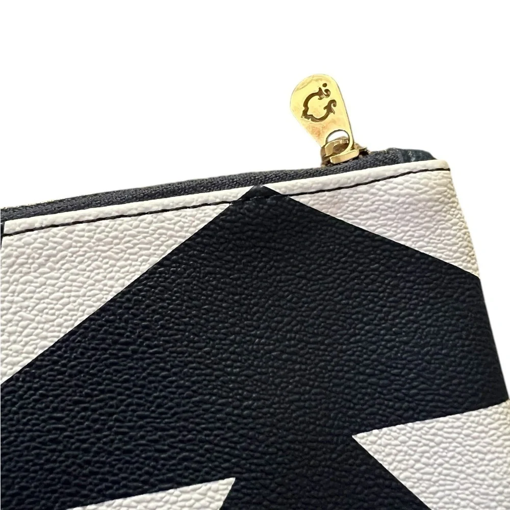 C WONDER Constellations Stars Faux Leather Clutch / Zipper Pouch Blue / White